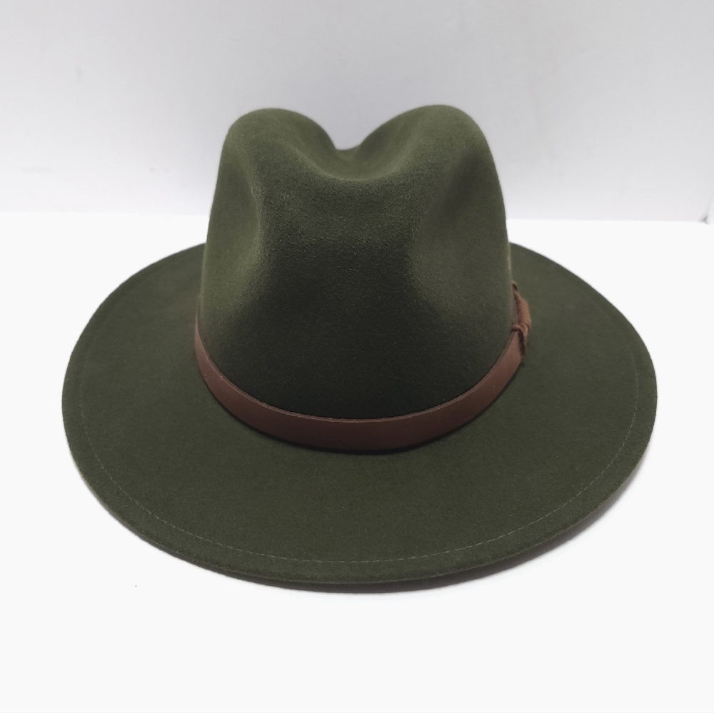 Duluth Trading Wool Felt Crusher Hat Medium Leather Band USA Made Green Fedora - Picture 4 of 14